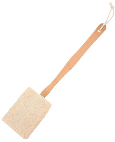 BELLIFFY Spazzola da Doccia Manico in Legno e Luffa per Massaggio Corpo, Stimola la Circolazione e Rimuove le Cellule Morte, la Schiena