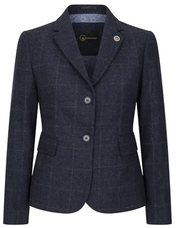 TruClothing Gilet blazer da donna in misto lana tweed a scacchi blu navy, Blazer blu navy, 42