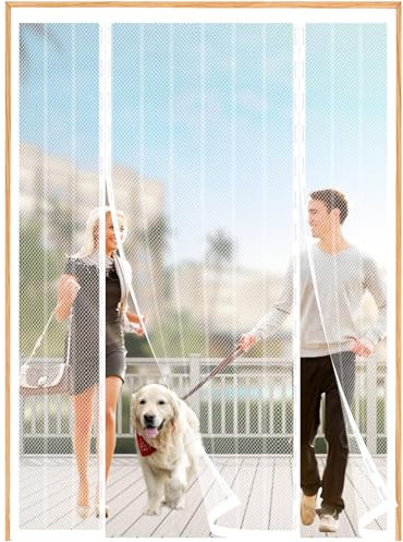 White Magnetic Fly Screens for Double Doors 230x190cm Keep Out Flies and Bugs Ideal for Patio Sliding French Doors