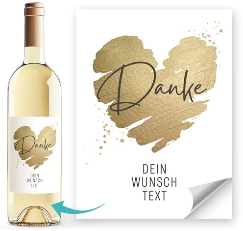 SpecialMe® Weinetiketten personalisiert Danke mit Wunschname Flaschenetiketten selbstklebend Wein Geschenk Weiss unisize
