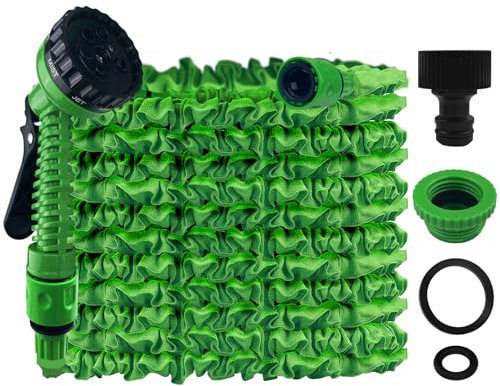 Gsakskdsap 15m Tubo Estensibile da Giardino, Tubo per Irrigazione con 7 Modalità di Spruzzo Funzioni, Manichetta per Irrigazione con Pistola Acqua Per Lavaggio Auto, Giardino, Prato