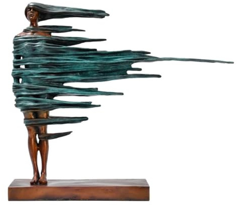 Statua Bronzo Donna 46,5 cm – Scultura Femminile Moderna in Bronzo Massiccio, Fusione a Cera Persa Fatta a Mano, Opera d’Arte per Soggiorno, Hotel di Lusso, Ufficio Direzionale e Collezione – 9 kg