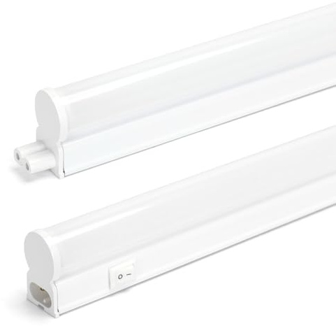 Lámpara LED acoplable para debajo de los muebles, 120 cm, blanco neutro, 4000 K, 1980 lm, sin parpadeos, con interruptor de encendido/apagado, cable de alimentación de 60 cm con enchufe europeo tipo C