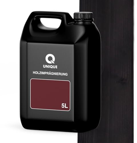 Q UNIQUE Holzimprägnierung Farbton 2in1 5L | Schwarz Holzschutz für außen & innen | Wetterfest & UV-beständig | Für Zäune, Gartenmöbel, Terrassen, Holzfassaden