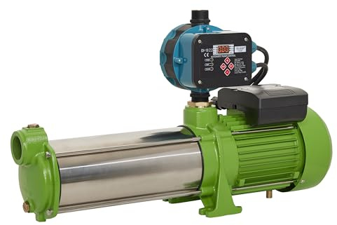 CHM GmbH® Kreiselpumpe Gartenpumpe Edelstahl Wasserpumpe mit einstellbaren Druckschalter 8400 L/h und 8,5 Bar