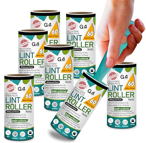 G4GADGET Lint Rollers for Pet Hair Remover – 2 Handles with 14 Refills 840 Sheets – Extra Sticky Lint Roller for Clothes Furniture Carpet – Cat Dog Hair Dust Fluff Remover