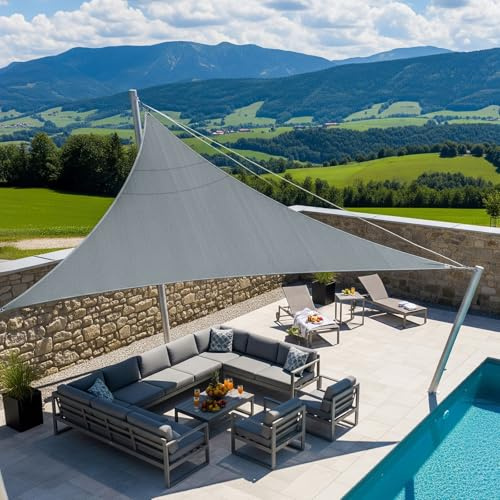 HENG FENG Tenda a Vela Triangolare 4x4x4m, Grigio