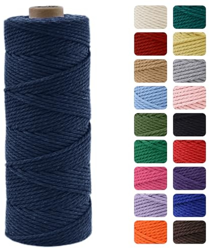 MOMAHUA 3MM Macrame Cord Rope 100m Navy Blue Chemical Free Rope for DIY Crafts,Home Decor and Gift Wrapping,Christmas Wedding Decors