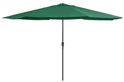 Sunsegel Sonnenschirm,Sonnenschirm mit Metall-Mast 390 cm Grün für Außenbereich, Terrasse, Balkon, Garten