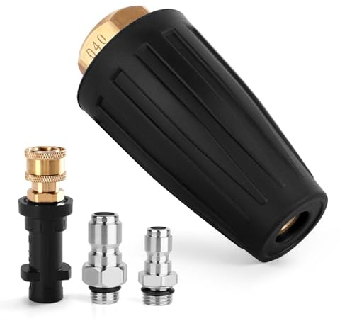 Turbo Nozzle for Pressure Washer, 4000PSI 4.0GPM Rotating Turbo Nozzle with 1/4’’ 3/8’’ Quick Connect Power for Garden Car Concrete Brick Vinyl Surface