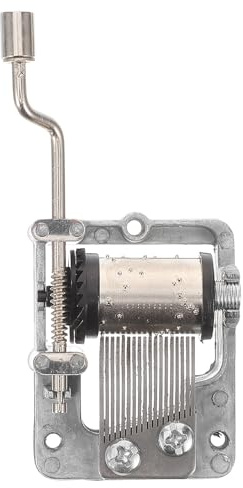 Handkurbel Spieluhrmechanismus aus Eisen und Abs, Ersatzteil Silber | Geräuschloser Selbstgemacht Einsatz, Standardgröße für Bastelprojekte, Passendes Zubehör für Reparatur und Austausch