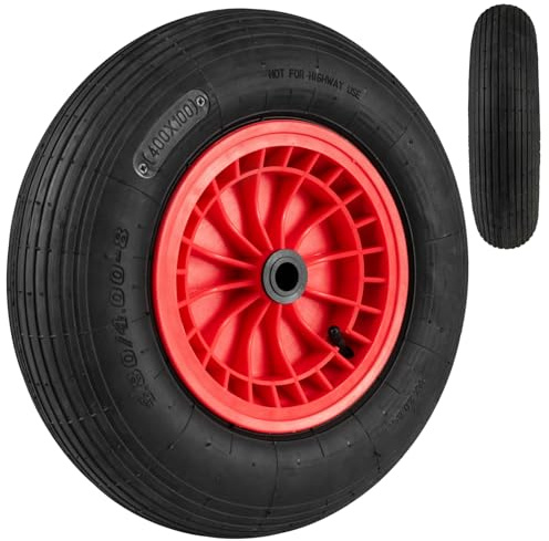 TANGZON 16/40 cm Wheelbarrow Wheel, 4.80/4.00-8 Heavy Duty Rubber Wheel Replacement Tire, Pneumatic Inflatable Tyre for Garden Trolley Barrow Go Cart Trailer Truck