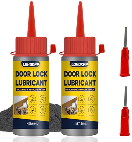 60ml*2 Lubrifiant pour Serrures, Graphite en Poudre, Lubrifiant Serrurerie | Lubrifiant Pour Cylindre De Serrure, Poudre Lubrifiante, Graphite pour Lubrifier Serrures Porte, pour Guides de Fenêtre