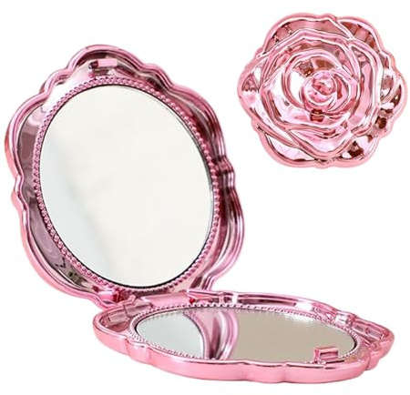 Generisch Specchio per fiori – Specchio tascabile double face con ingrandimento per la borsa | Design compatto per donne e ragazze | Ideale per viaggi cosmetici e trucchi in viaggio