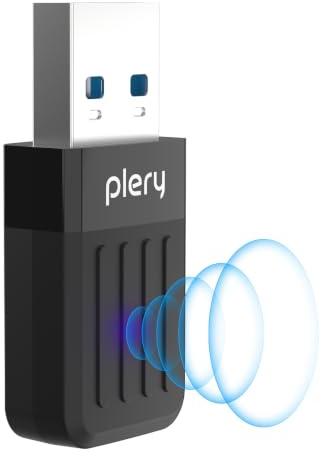 PLERY AC1300 Mini Adaptador USB WiFi para PC | USB3.0 | Doble Banda 5 GHz/2,4GHz | WPA2 | Baja Latencia | Compatible con Windows 11/10/8.1/8/7, Mac 10.9-10.15