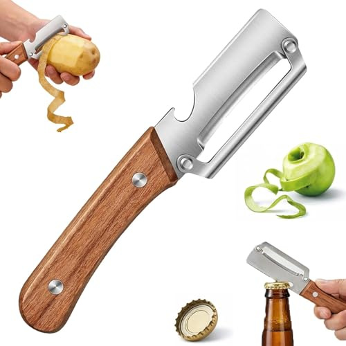 Stedwell Peeler, Stedwell Vegetable Peeler, Multi-Functional Vegetable Peeler for Kitchen, Multi Function Peeler Knife, Stainless Steel Peeler with Wooden Handle for Fruit & Potato Peeler (1PCS)