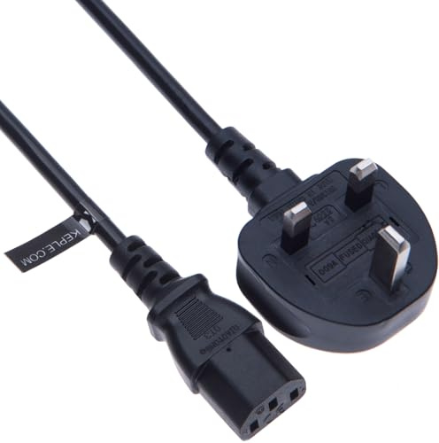Keple Kettle Lead 2m - C13 3 Pin Power Cable for PC Computer Monitor and Printer - Compatible with Apple iMac Samsung LG HP Canon Sony Philips Dell Acer JVC Panasonic Smart TV - UK Plug (Black)