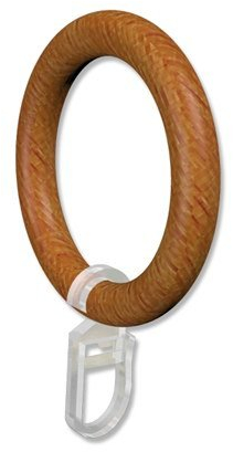 Interdeco Gardinenringe mit Faltenhaken/Holz-Ringe in Kirschbaum für Gardinenstangen 28 mm Ø (12 Stück)