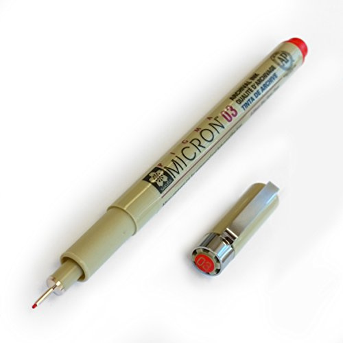 Sakura Pigma Micron – Pigment Fineliner, 0,3 mm, rot [3 Stück]