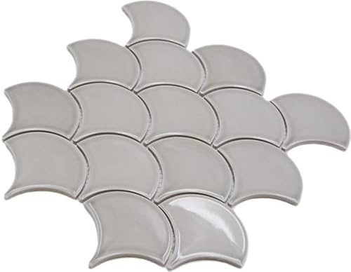 Mosaik Fliese Keramik grau Fächer steingrau glänzend für WAND BAD WC DUSCHE KÜCHE FLIESENSPIEGEL, Mattengröße: 256x273 = 0,07 qm, Steingröße: 93x88x8 mm - 1 Matte