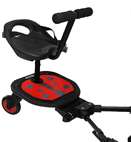 EICHHORN Kinderwagen Anhänger Ladybug Rider Geschwisterboard mit annehmbarem Sitz und Lenkstange zum Festhalten