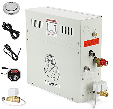 CGOLDENWALL 4.5KW Steam Sauna Generator Kit 220V Shower Bath SPA Generator for Home Commercial Use, with Self-draining Sytem, LED Digital Controller 35-55℃ for 3m³ -4.5m³ Space Heating