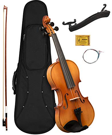 CASCHA 4/4 Violine mit Hardcase I Geigen Set für Jugendliche und Erwachsene I Hochwertige Geige mit Bogen Kolophonium und Ersatz Geigensaiten I Vollmassive Geige mit Koffer im praktischen Set