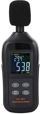 Fonometro, misuratore digitale LCD a decibel, dispositivo audio professionale per lettore di misura del rumore UA961, misurazione ad alta precisione 35dB-135dB, tenuta massima/minima
