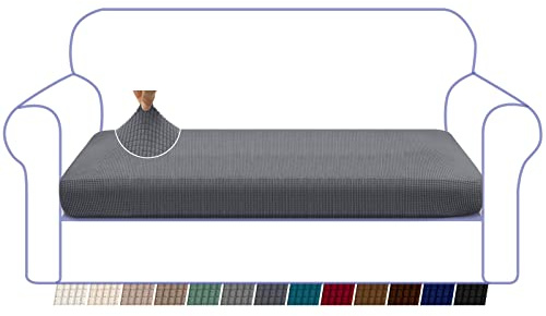 Granbest High Stretch Sofa Seat Cushion Cover Super Soft Couch Seat Cover Sofa Cushion Protector Jacquard Spandex Fabric with Elastic Bottom(3 Seater,Grey)