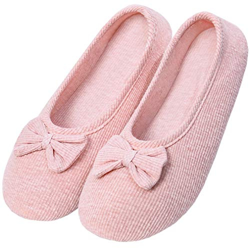 Solshine T002 Tofflor för kvinnor, stängd bomull, ballerinaskor, tofflor, rosa, 37/38 EU