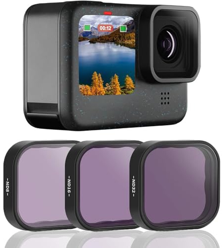 AuyKoo ND Filter Objektiv für Gopro 12 11 10, Neutral Density Filter Lens Protector Kit ND8 ND16 ND32 für GoPro Hero 12 11 10 9