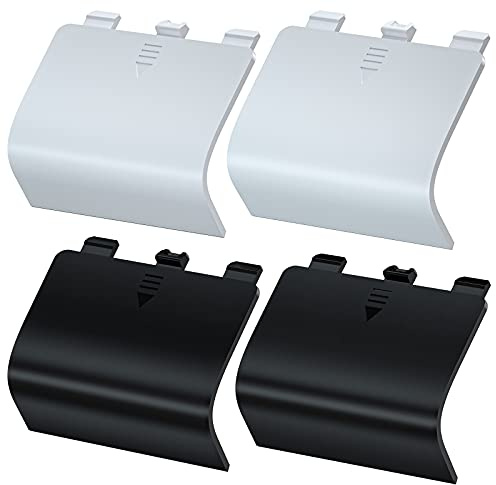4-pack batteridrivna dörrlock för Xbox-seriens X/S-kontroller, svart/vit | Ersättningsskal för borttappade eller skadade batteridörrar; ABS-design, inte för Xbox One-kontroller
