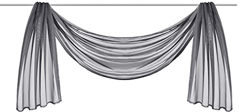 Ricemru Extra Lang Querbehang Freihanddeko Grau Vorhangschal Transparentem Voile Querbehang Gardine Schals Hochzeit Bogen Dekoration 140x400cm
