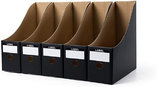 Lot de 5 Porte-revues en Carton Boîte de Rangement Organiseur de Rangement DIY Module de Classement Trieur Papier Kraft Porte Magazine de Bureau Ecole Maison pour Papier A4 Documents Dossiers Livres