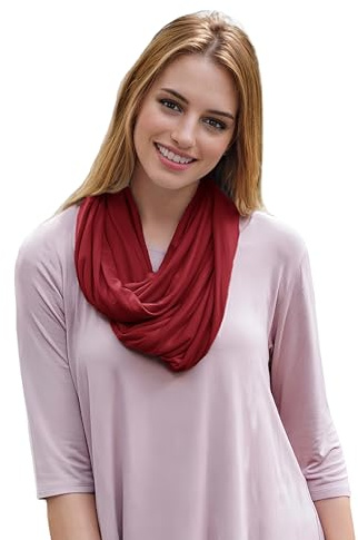 Lina & Lily Premium Modal Jersey Knit Women's Infinity Scarf Snood Lightweight (Dark Red)