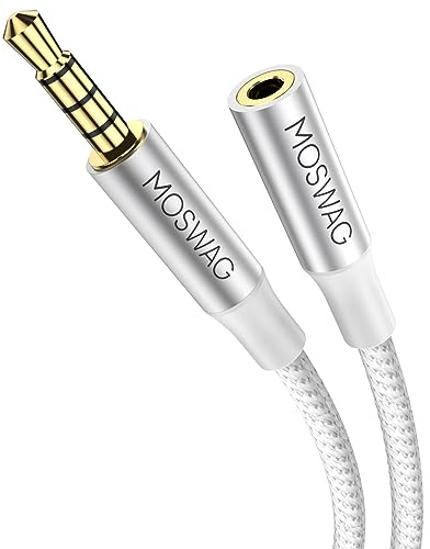 MOSWAG 4 Polig TRRS 3,5mm klinke AUX Stereo Audio Verlängerungskabel 4M | 3,5mm 4 Pol Audiokabel Anschluss mit Kopfhörern mit Mikrofon zur Unterstützung von Hören und Sprechen
