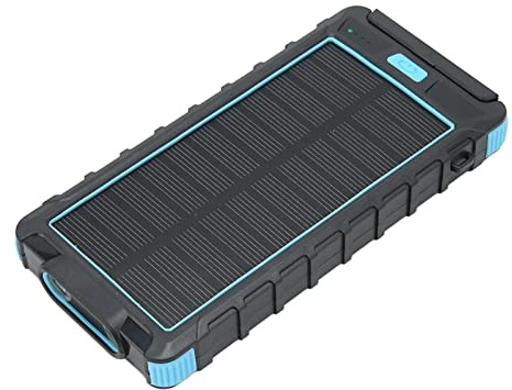 Septpenta Solarladegerät, 20.000 mAh Solar Powerbank, Tragbares Ladegerät Powerbank mit Taschenlampe und Zwei USB Anschlüssen, Externer Camping Backup Akku für Den Außenbereich(Blau)