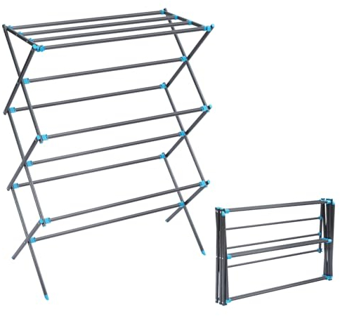 APEXCHASER Wäscheständer, 3-stufiger Klappbarer Wäscheständer, Platzsparender Wäscheturm, Zusammenklappbarer Kleidungstrockner, Handtuchhalter für Kleidung, Ideal für kleine Räume, Graphit