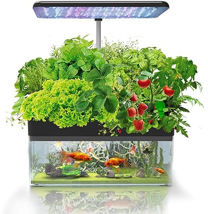 HYQNG Système de Culture hydroponique 2 en 1, système hydroponique et Aquarium Intelligent d'intérieur, système de Plantation hydroponique et kit de Pisciculture, lumières LED à Spectre Complet Black