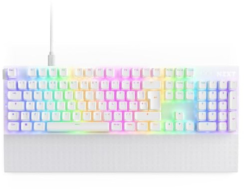 NZXT Function 2-2024 Optische Vollformat Gamingtastatur | RGB beleuchtet | 8K-Abfragerate | Lineare Opt. Switches | Einstellbare Auslösung | Hot-Swap | Gaming Keyboard| Weiß - UK (QWERTY)