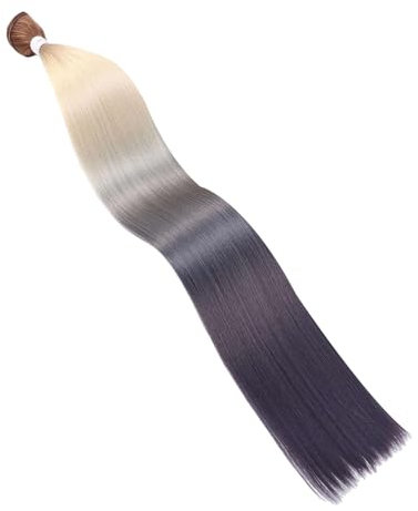 Fenteer Bundle, Ciocche di Capelli Intrecciati, Extension per Capelli, Ciocche di Capelli Lisci Non Lavorate per Compleanni, Feste, Matrimoni, Appuntamenti, Viola