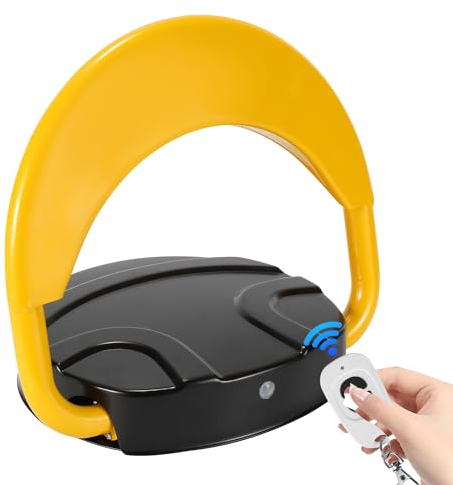 Izrielar Parkplatzsperre mit Fernbedienung,Klappbare Parkschranke mit 2 Fernbedienungen,Antikollision 180° Parkpfosten Absperrpfosten, Wasserdicht Automatische parkplatzsperre