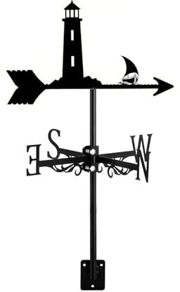 ZNEL Wetterfahne mit Boot Schiff Silhouette Ornament für Garten Zaun & Schuppen Outdoor Bauernhof Szene Yard Patio Dekorationen Wetterhahn Windrichtungsanzeiger