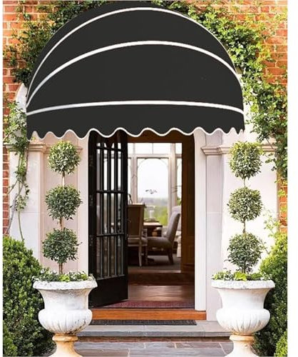 Fenstertürmarkise, Kuppel, für Wohn- und Gewerbe, verzinktes Aluminium, Klapprahmen für Terrasse, Terrasse, wetterfest und langlebig, 80 cm, Schwarz