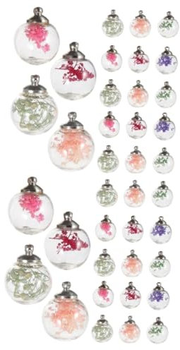 SEWACC 2sets Mini Dried White Flower Bouquet Diy Decorative Flower Ball Home Decor Glass Balls 20pcs*2