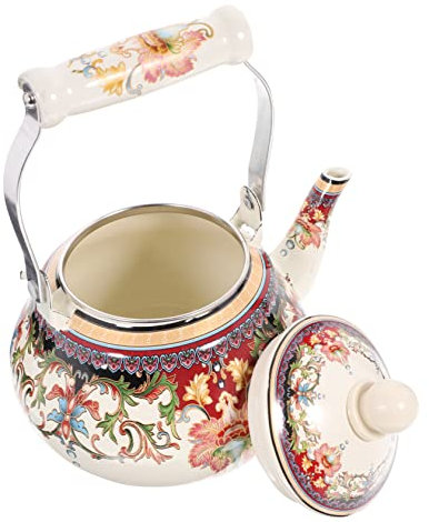 Amosfun Tetera De Esmalte De Cocina Hervidor De Agua De Esmaltado Tetera Para Calentar Té o Café La Estufa De Gas