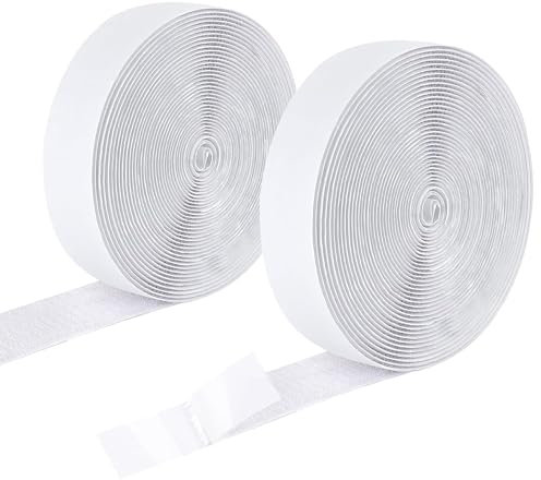 12M Extra forte chiusura a strappo autoadesivochiusura in chiusura a strappo su entrambi i lati, larghezza 20 mm, autoadesivo, nastro adesivo in chiusura a strappo (bianco)