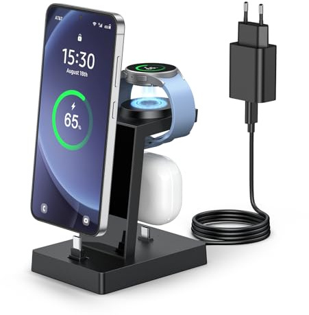 Ladestation für mehrere geräte - NANAMI 30W USB C Schnellladestation kompatibel mit Samsung Watch und Handy,3 in 1 Ladegerät für Galaxy S/Z Flip/Z Fold/A Serie,Galaxy Watch Ultra/8/7/6/5/4,Galaxy Buds
