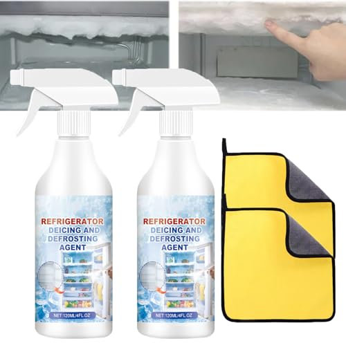 XIRUJNFD Defrosting Spray For Fridge Freezer, 120ml Refrigerator Defrosting Deicer Spray, De-Icer for Refrigerator Defroster, Defrost Spray for Refrigerator and Freezer (2)