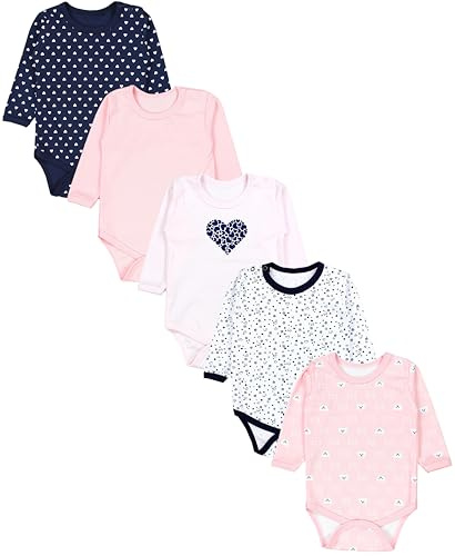 TupTam Baby Body Langarm Mädchen – 5er Pack Unifarbene Body Baby aus Baumwolle – OEKO-TEX zertifiziert